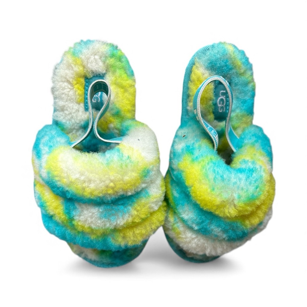 UGG fuzzy slingback slides size 10 little girls.